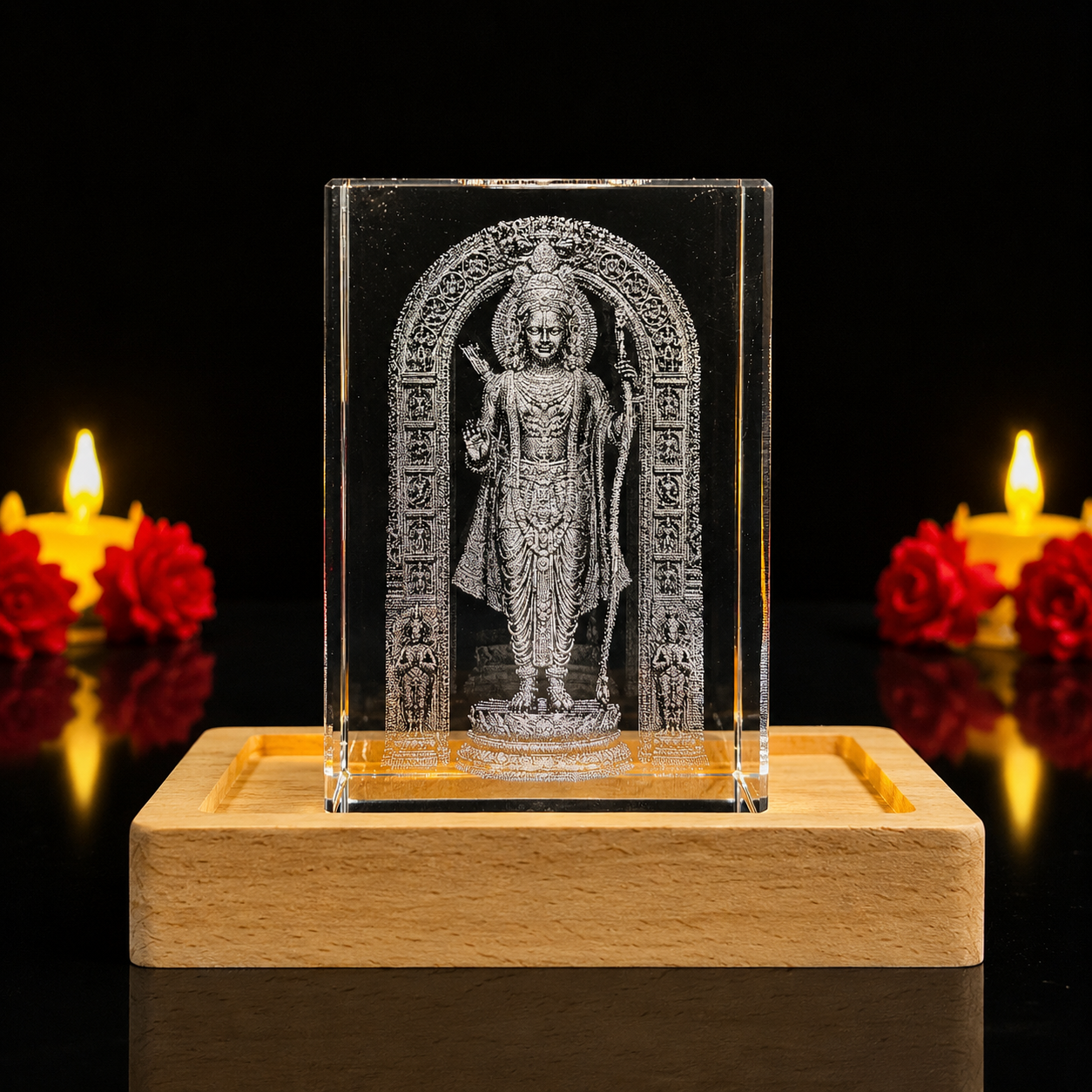 Shree Ram 3D Crystal with LED Base